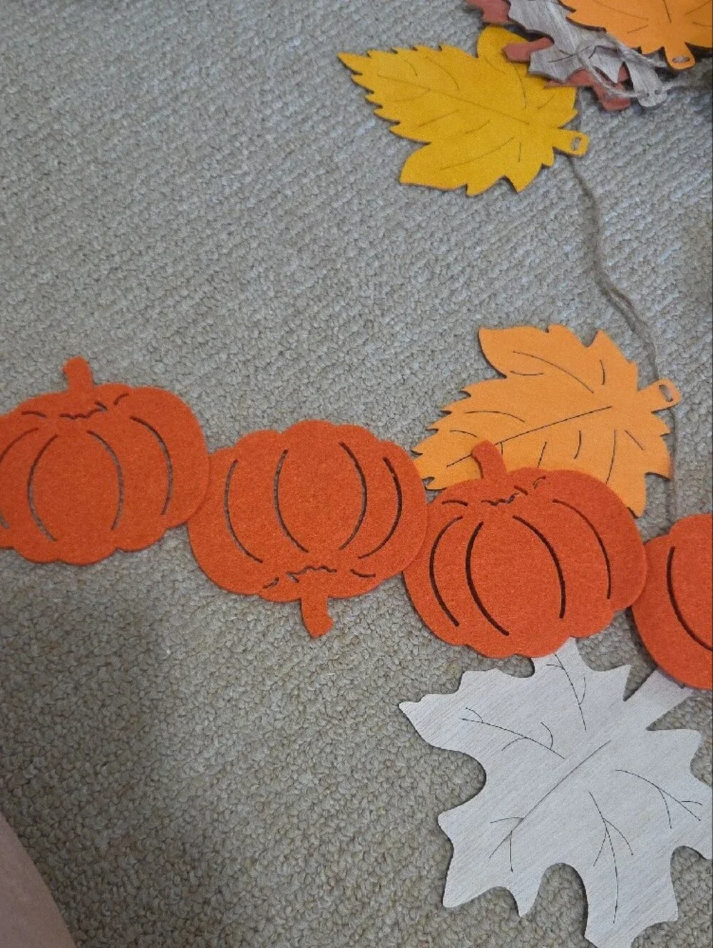 Autumn Pumpkin & Leaf Garland - Orange Fall Party Decor